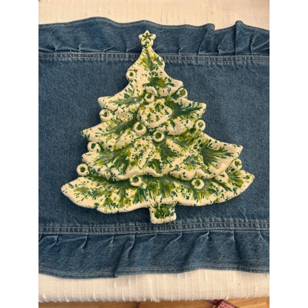 Vintage MCM Ceramic Christmas Tree Dish Plate